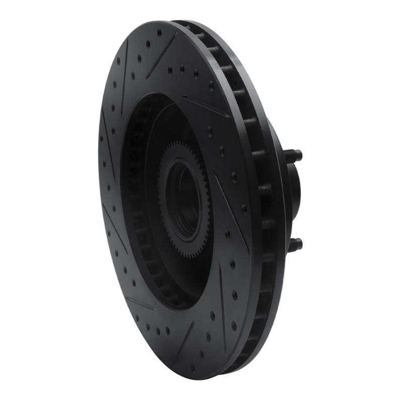 Dodge Ram 1500 Van Brake Rotor (1) - Front Right - R1 Concepts - Drilled & Slotted - Black - 2003